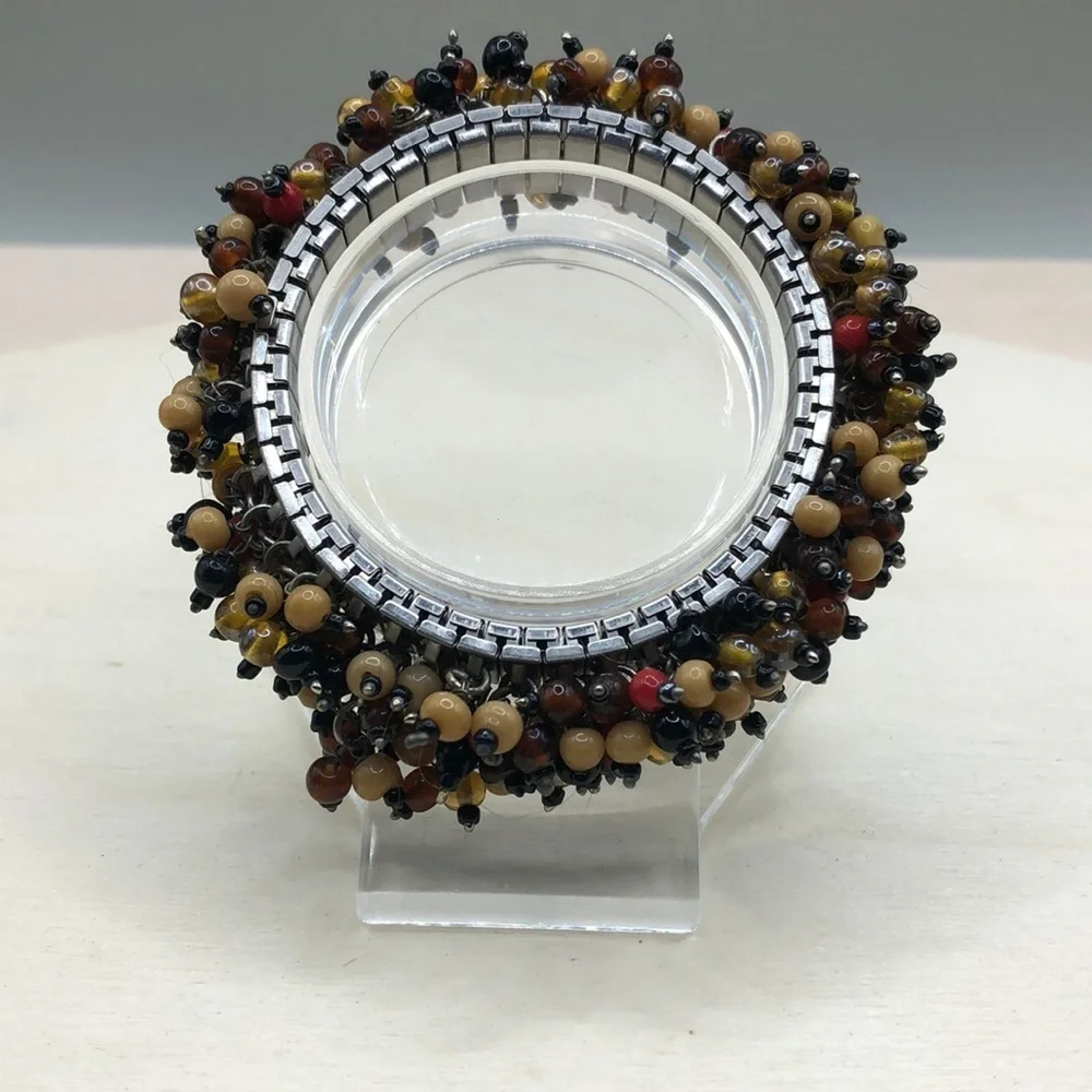 Vintage beaded cha cha accordion stretch bracelet-read.